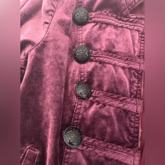 Free People velvet military jacket in Wine - Picture 5 of 5